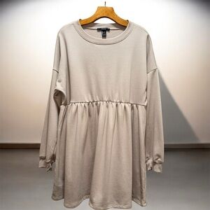 Forever 21 Fleece Long Sleeve Tan Oatmeal Dress size Large